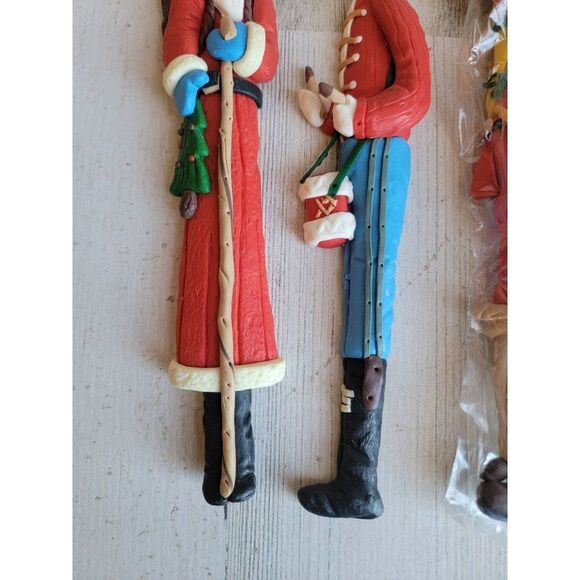 Sterling claydough Soldier Santa Claus long ornament figure Xmas set decor - Picture 2 of 9
